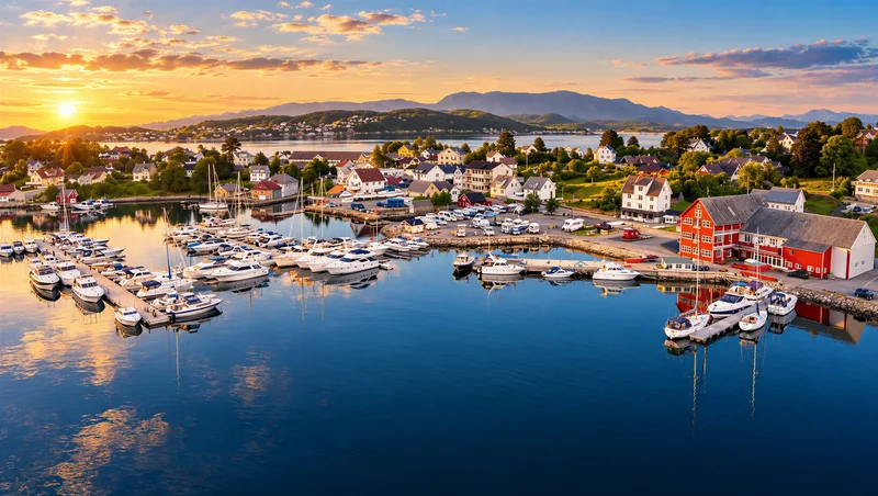 Sæbøvik hamn i kveldssol